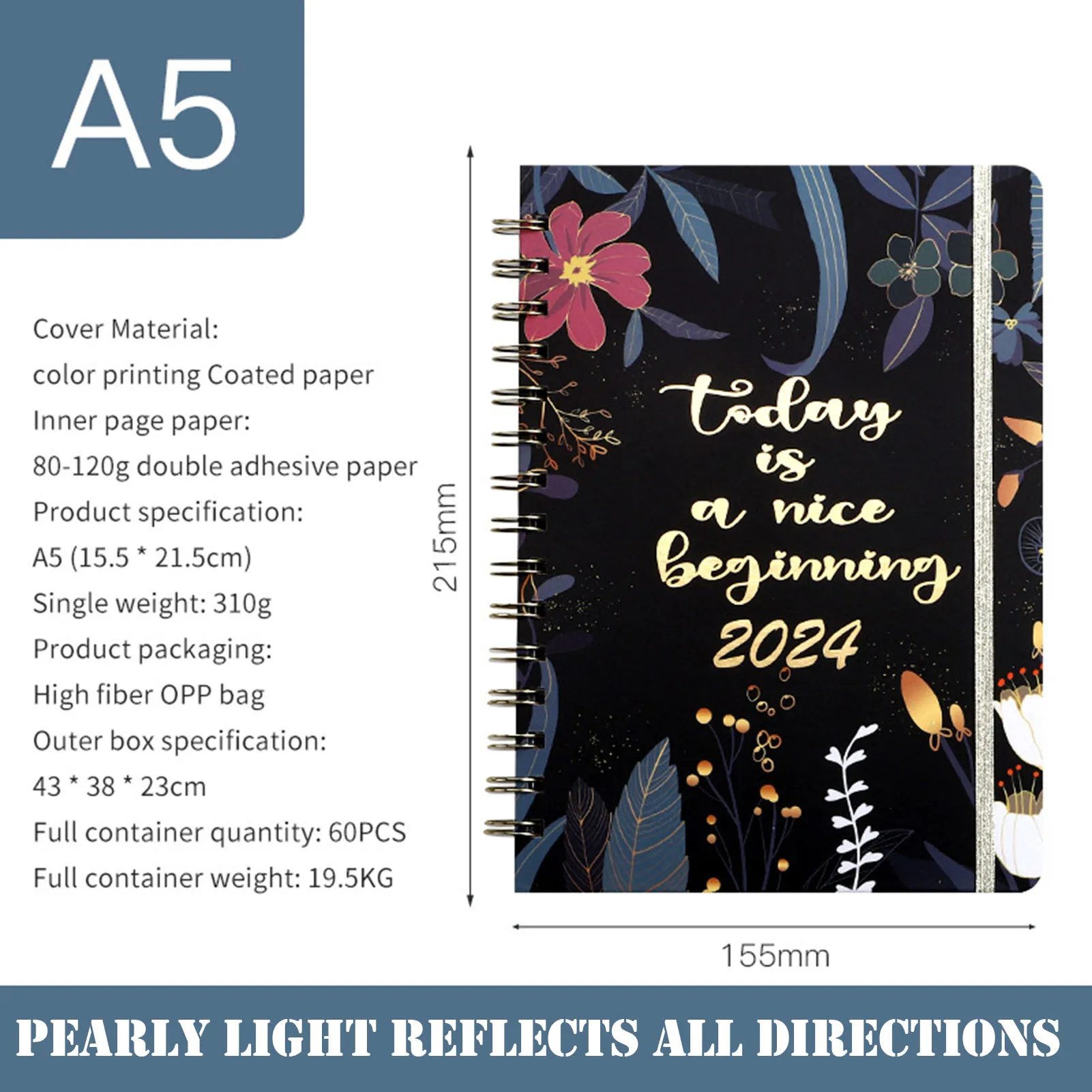 패션 코일 노트북, 손으로 쓰는 경량 노트북, 생일 선물