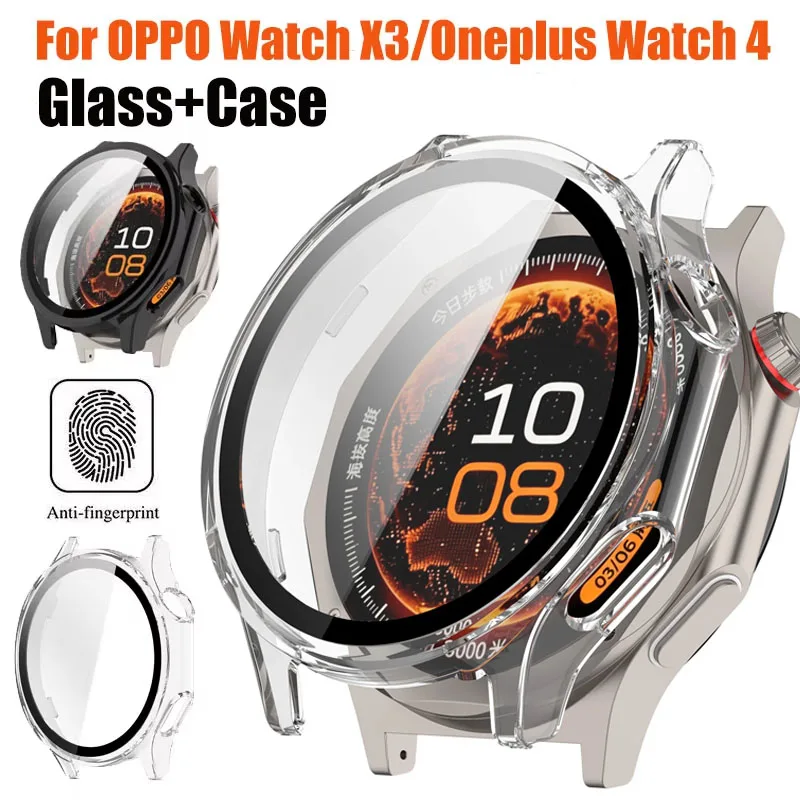 Tempered Glass+PC Case for OPPO Watch X3 Anti-scratch Screen Protector Protective Bumper for Oneplus Watch 4/OPPO X3 Accessories