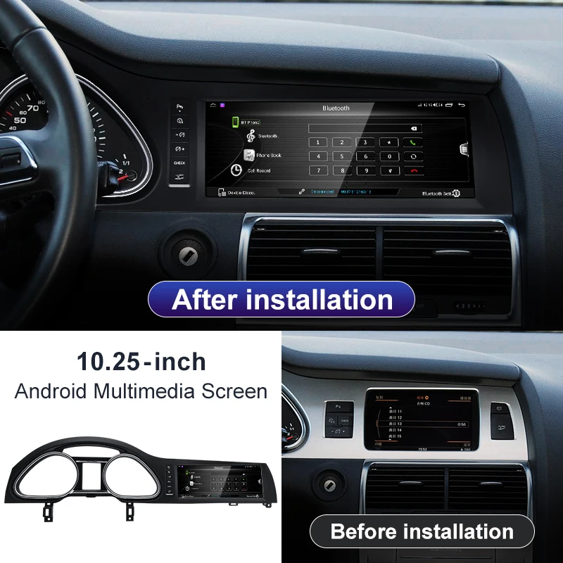 STWEI New Black Car Multimedia Wireless Android AUTO CarPlay 10.25inch Screen For AUDI Q7 2005-2015 Years Car Video Players