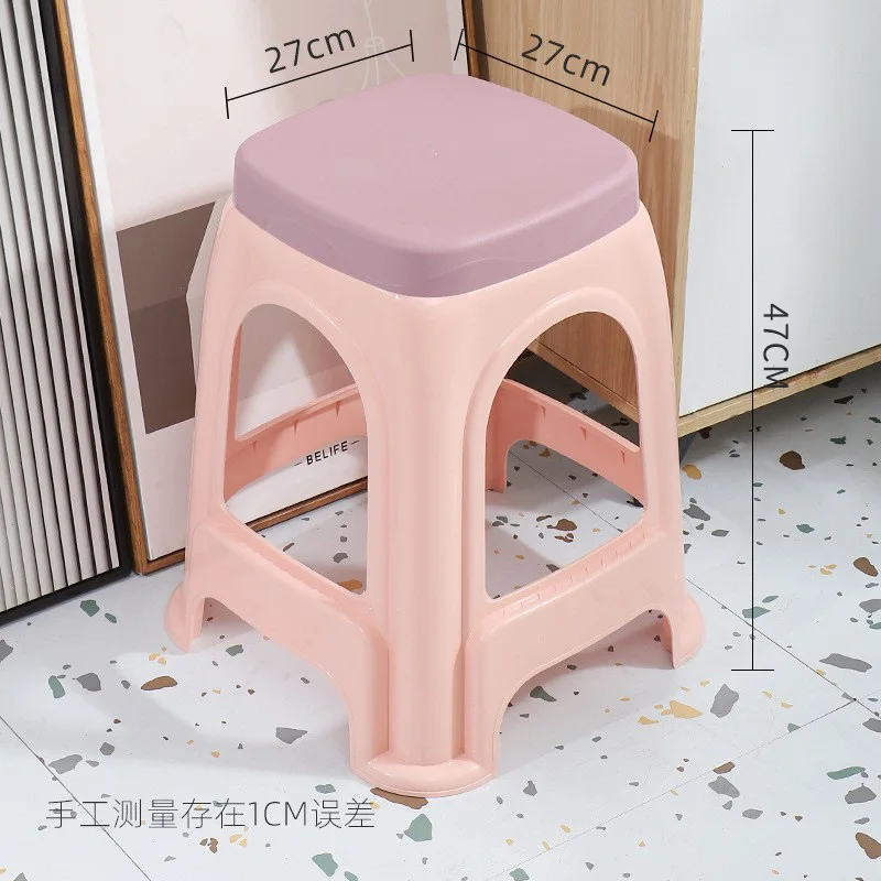 0623 Dining table chair square stool round stool bench plastic extra thick stool high stool