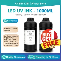 (Buy 1 Free 1) 1000ML Hiqh Quality UV Ink For Epson TX800 XP600 DX5 DX6 DX7 i3200 i1600 5113 4720 1390 1400 1410 L800 L805 L1800