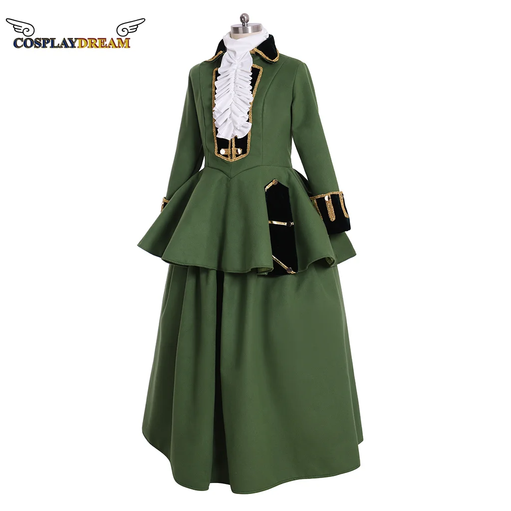 O caçador feminino cosplay traje vitoriano cavaleiro verde vestido de máscaras vestido saia vitoriana nobre senhoras vestido diário