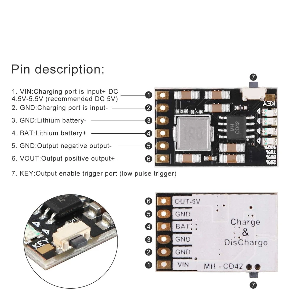 5/10 szt. CD42 DC 5V 2A Moduł DIY do mobilnego zasilania 4.2V Ładowanie/Rozładowanie (boost)/Ochrona baterii/Moduł wskaźnika 3.7V Litowy 18650 — zdjęcie produktu 2
