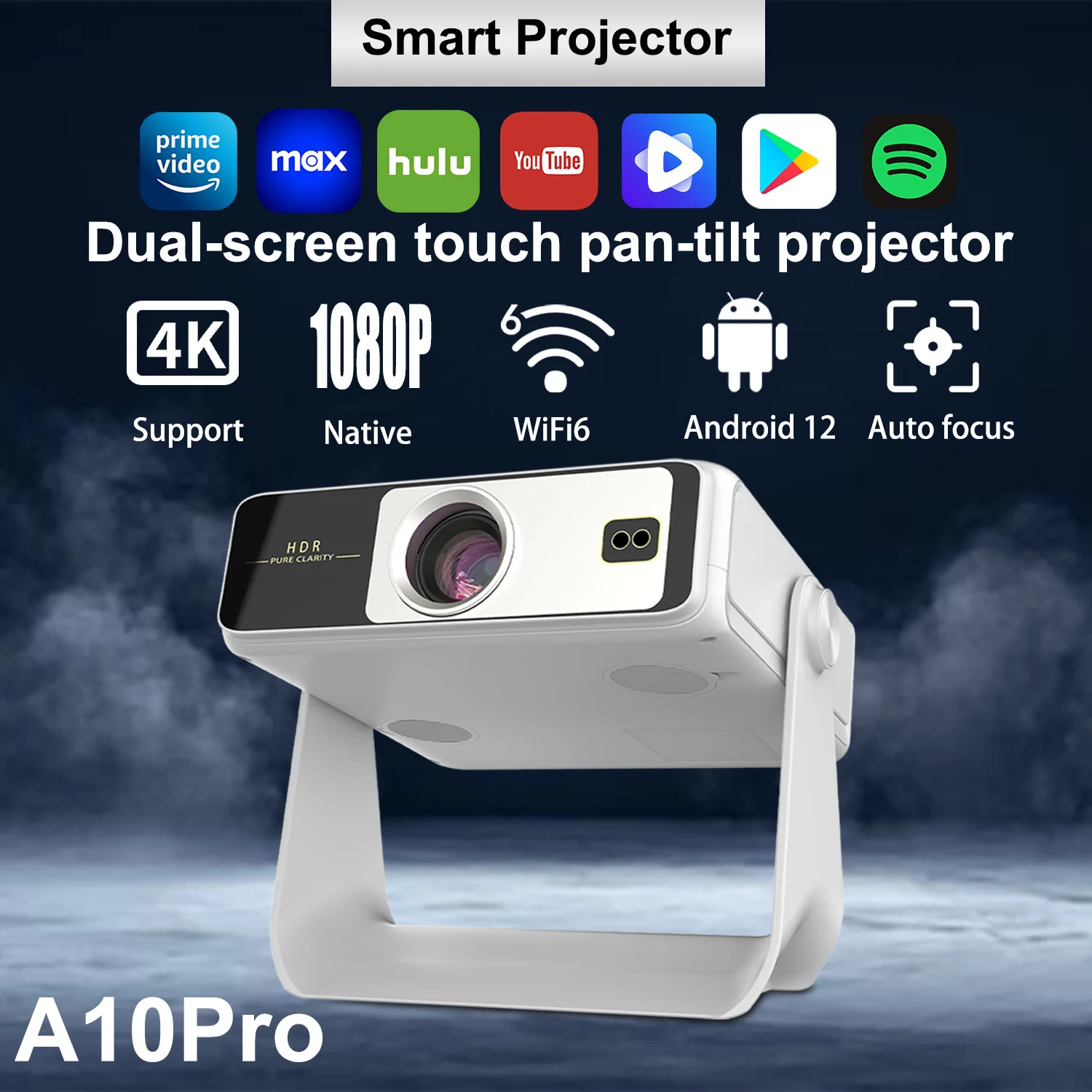 

Smart dual - screen projector, Home theater projector,supports 4K, native 1080p, decoration, New Year's gift