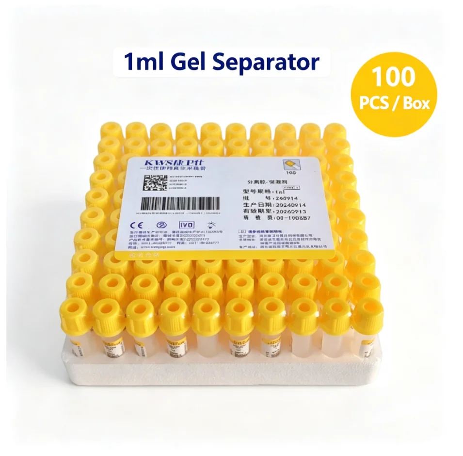 100 micro blood collection tubes, 1ml separation gel tubes, scratch-type, PP plastic tubes, suitable for pediatrics and pets