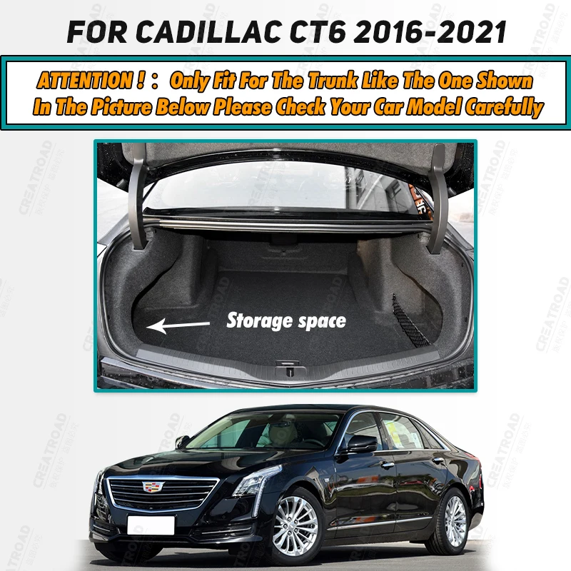 Auto Full Coverage Trunk Mat For Cadillac CT6 2016-2021 20 19 18 17 Car Boot Cover Pad Cargo Interior Protector Accessories