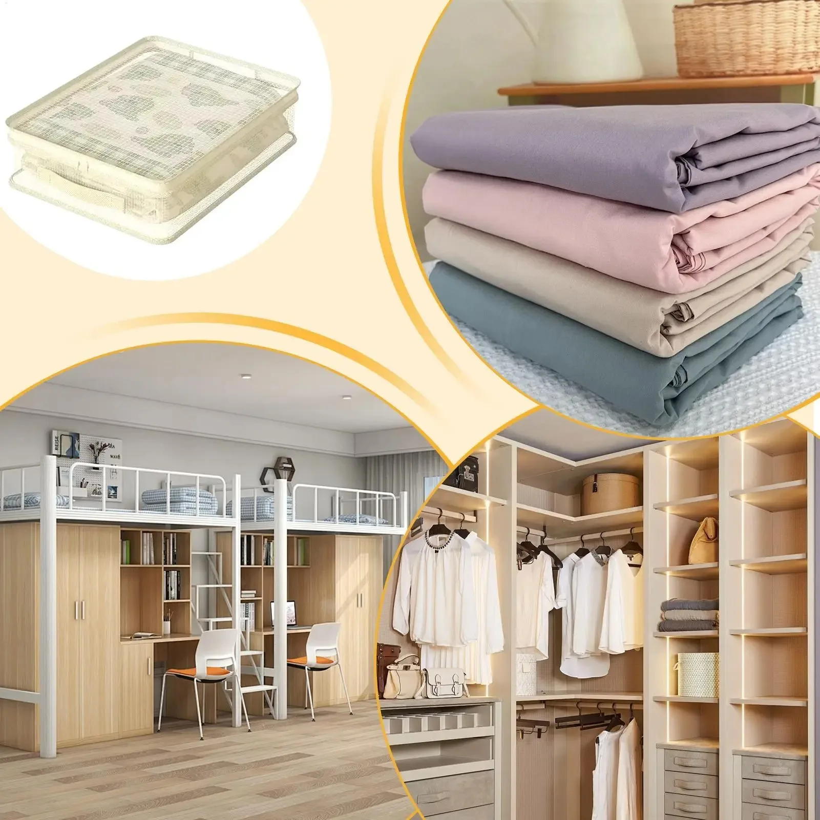 Sheet Storage Organizer Stackable Container Bag With Handle Packing Cubes Clothes Organizers Clothing Storage Bags Wardrobe Room