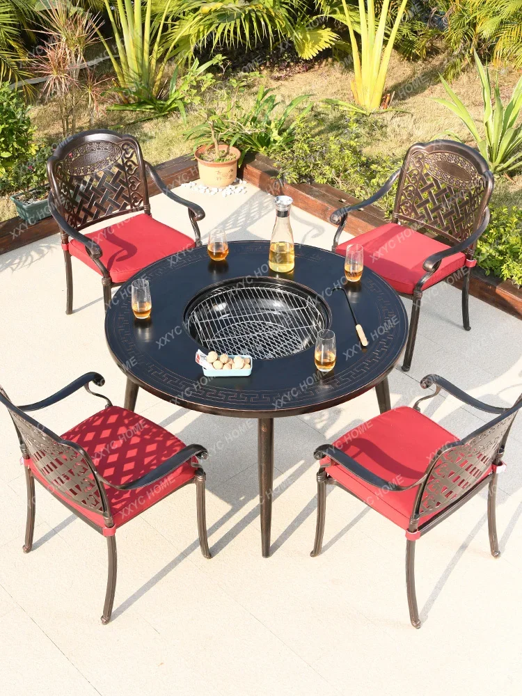 

Outdoor Barbecue Table Courtyard Barbecue Table Household Charcoal round Villa Garden Outdoor