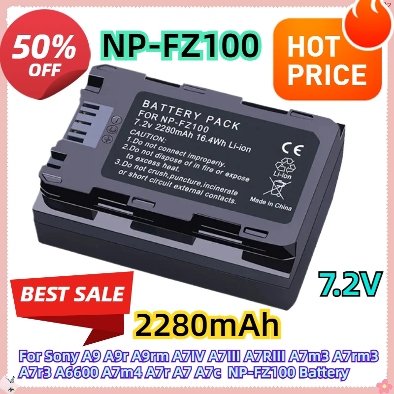 

For Sony A9 A9r A9rm A7IV A7Ⅲ A7RⅢ A7m3 A7rm3 A7r3 A6600 A7m4 A7r A7 A7c NP-FZ100 Battery