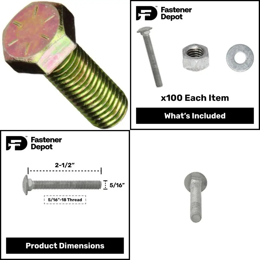 

Grade 8 Zinc Yellow Plated Hex Cap Screws, Coarse Thread, 9/16-12 x 1-1/4 Inch, 25 Pack, Fully Threaded