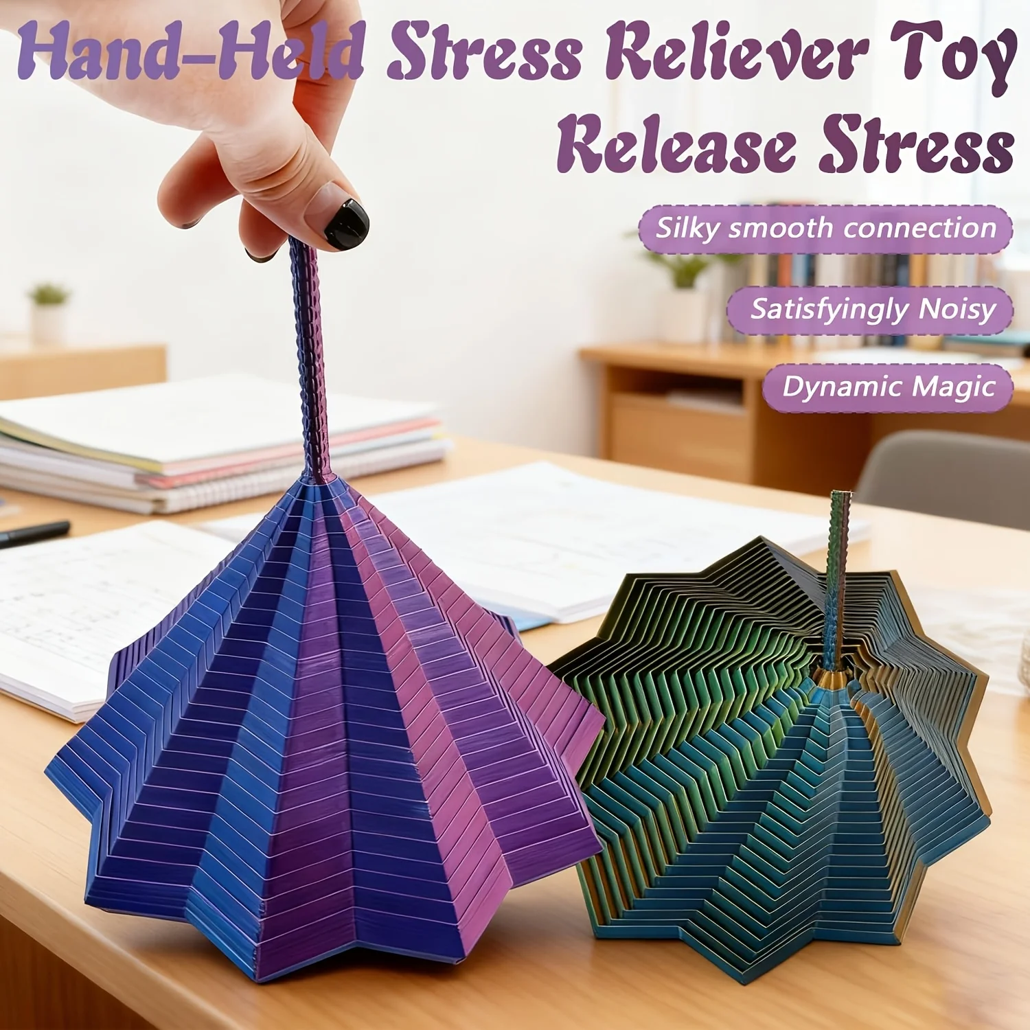 3D Printed Octagonal Star Spiral Fidget Toy Optical Illusion Sensory Toy Stress Relief Anti-Anxiety Desktop Decor Fidget Spinner