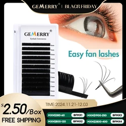 GEMERRY Easy Fan Lashes DIY Volume Faux Nerz Mix Länge Fast Bloom Russland Lange schwarze natürliche Wimpernverlängerung Make-up-Zubehör