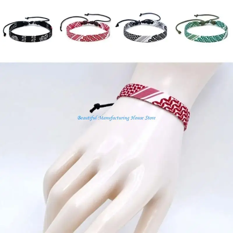 

E56A Arabian Themed Braided Bracelet Elegant Arabian Hand Woven Bracelets Accessory Stylish Braided Hand Rope Charm