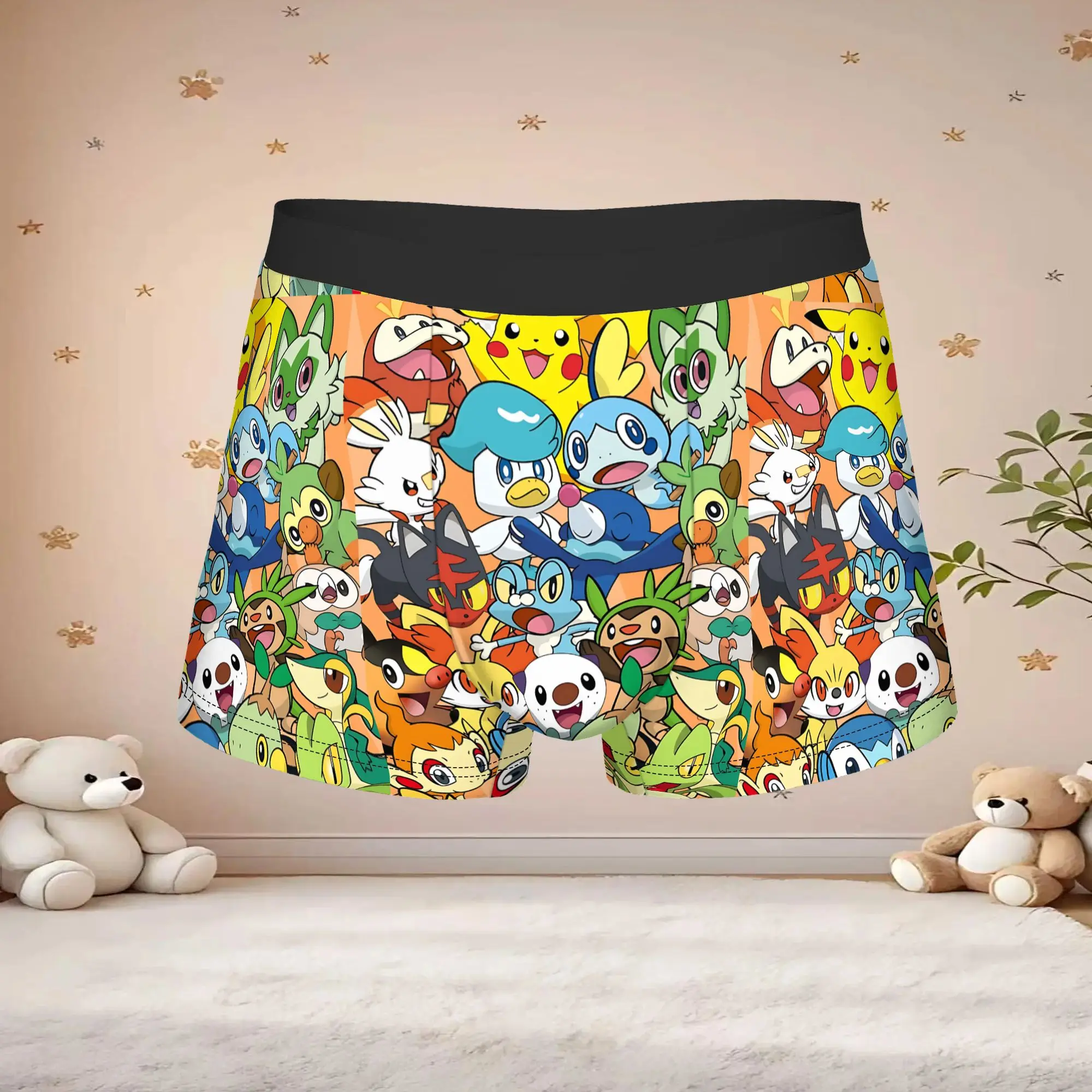 Fashion Pokemon All Character Collage  boxers  Underpants Homme Panties Men's Underwear Sexy Shorts Boxer Briefs