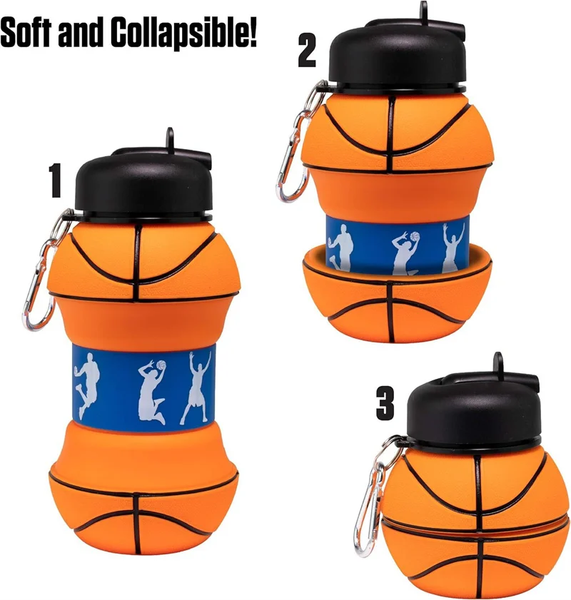 Fold Water Bottle Camping Cups Mug Outdoor Sports Basketball Football Tennis Golf School Leakproof Portable Kids Water Bottle