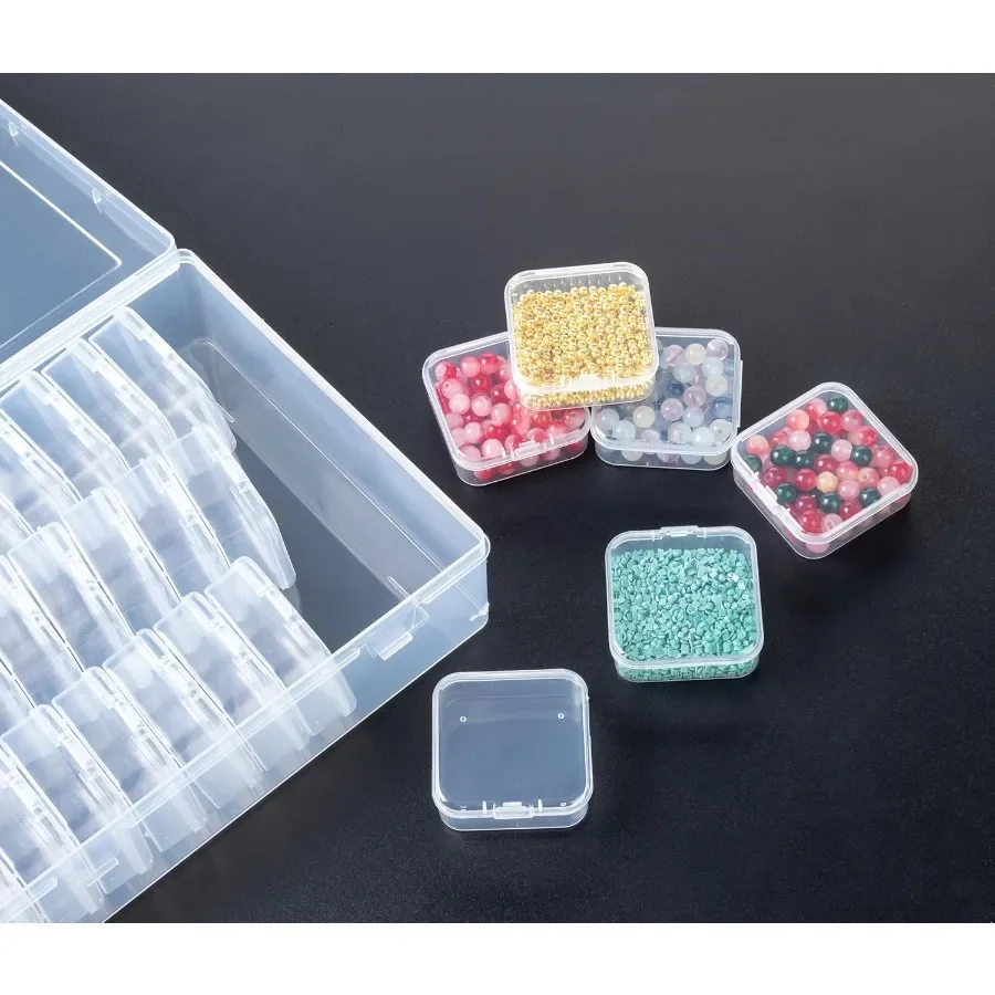 Pudełko na koraliki, 31 przegródek, małe przezroczyste plastikowe pojemniki na koraliki, prostokątne pojemniki do przechowywania do samodzielnego tworzenia biżuterii, bransoletek.