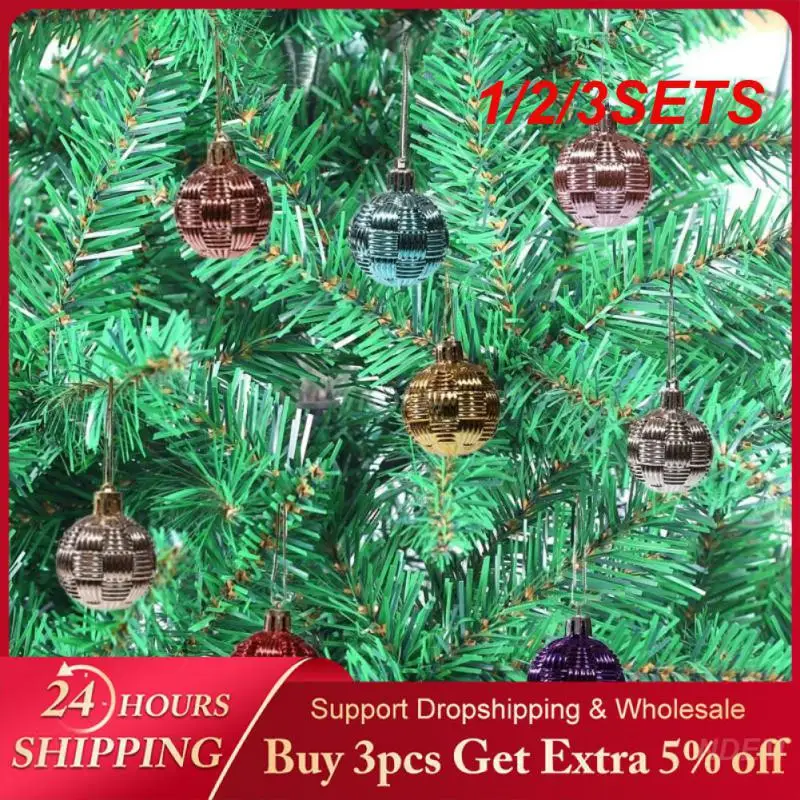 1/2/3SETS Weaving Patterns Colorful 30g Christmas Decorations Plastic Balls Easy To Hang /lot Holiday Parties Christmas Balls