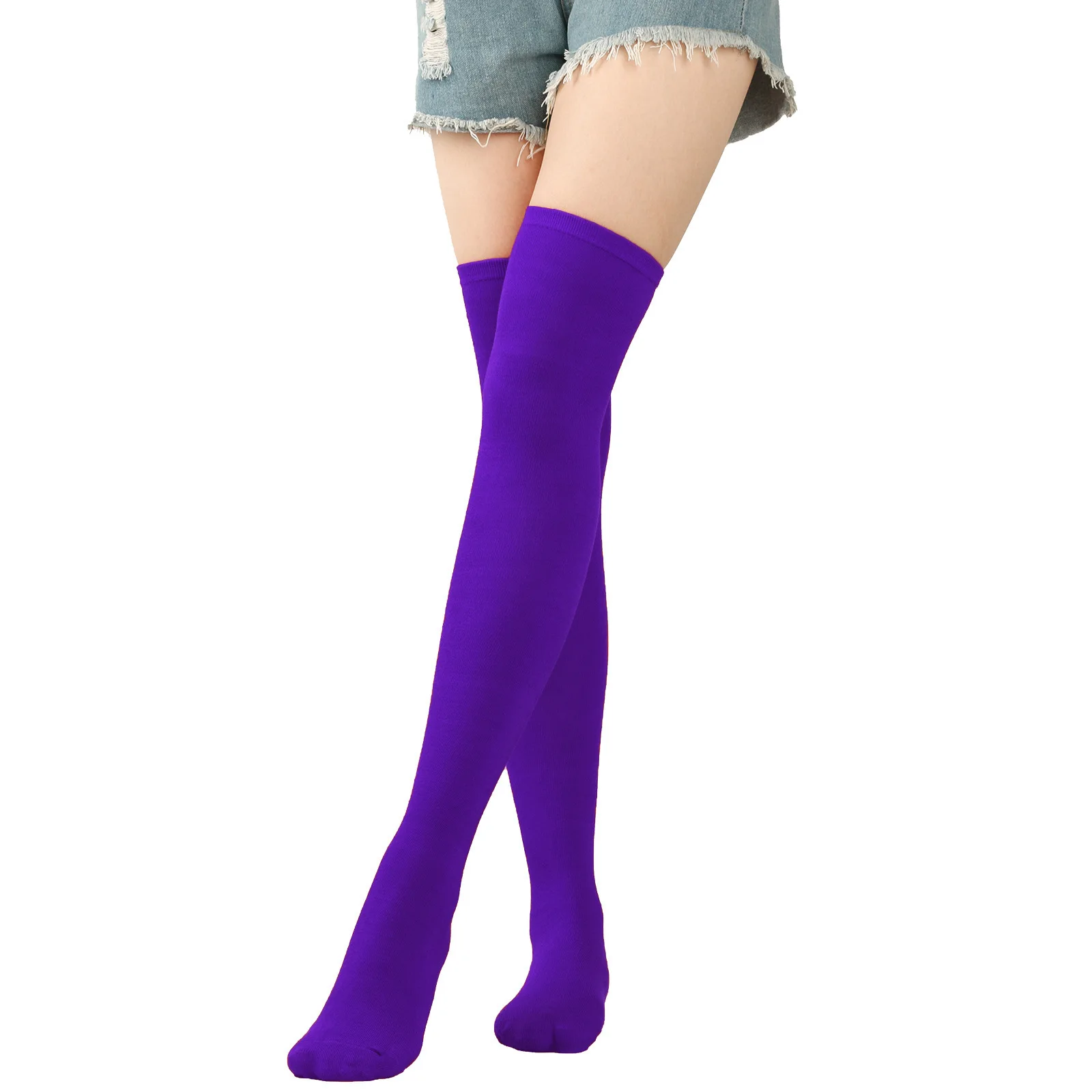 Sock Leisure Ankle Crew Fuzzy Striped Christmas Stockings Halloween knee-length Purple Women thigh-high Diagonal 3W128