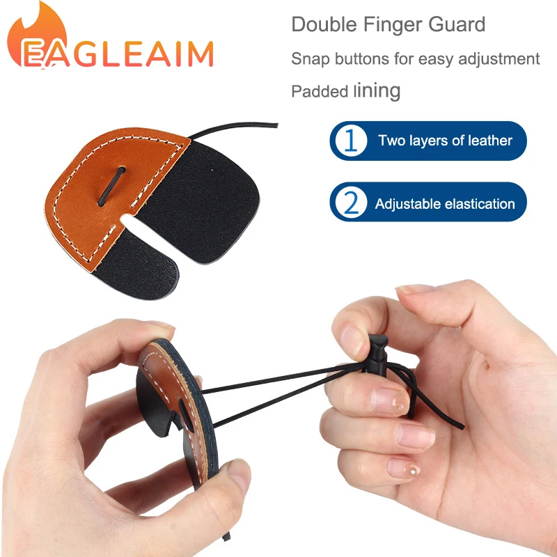 Double Layers Archery Thickened Cowhide Cowhide Finger Guard Protector Brown for Traditional Bow Recurve Bow Shooting Archery