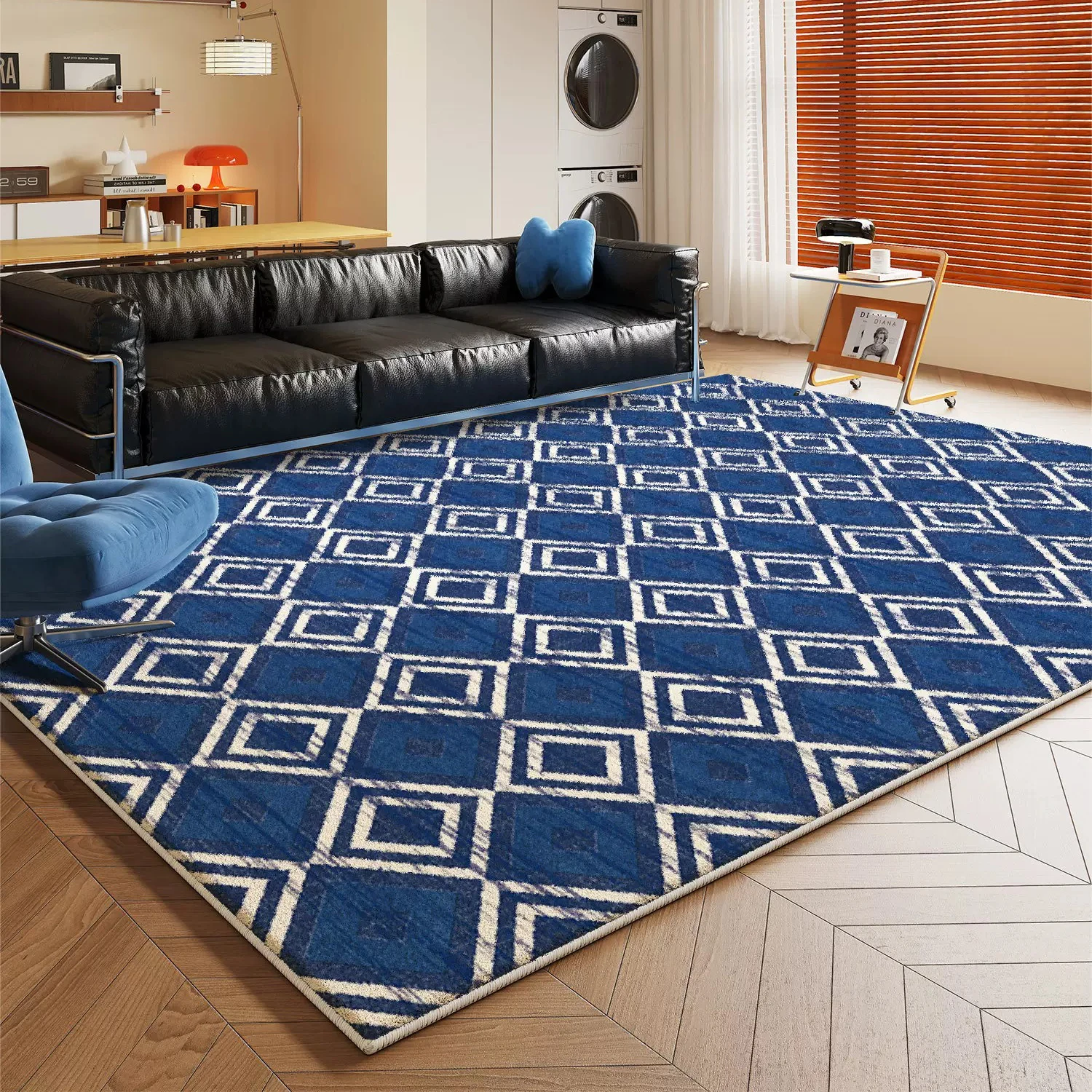 Blue Geometric Pattern Rug Living Room Decorate Soft Carpet Washable Bedroom Bedside Floor Mat Cloakroom Study Rugs Tapete Sala