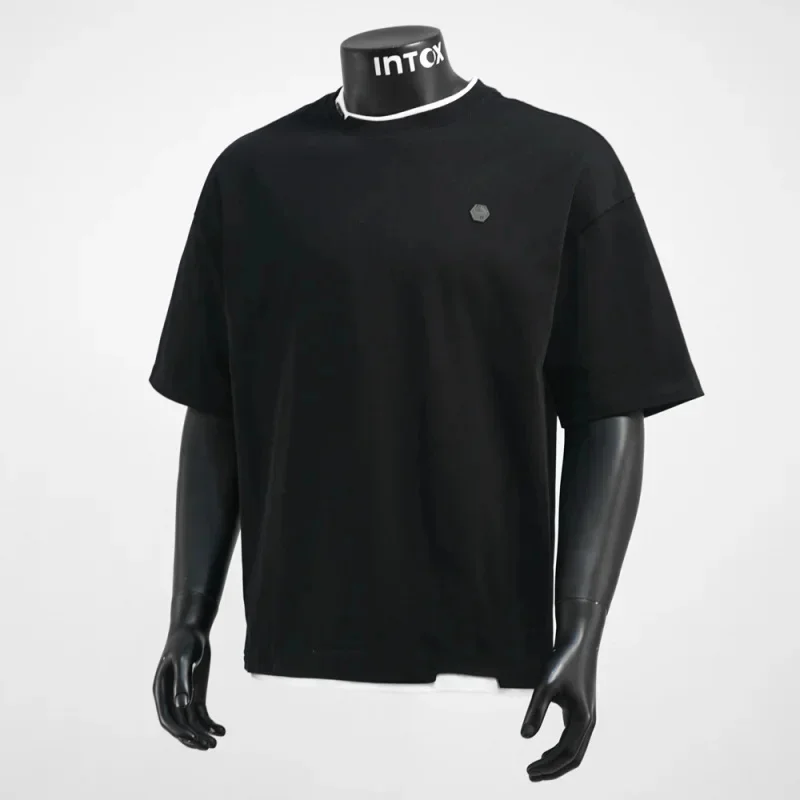 

Летние каникулы 2026. Мужской топ из двух частей с круглым вырезом, свободная, повседневная, простая, универсальная, модная футболка с коротким рукавом.