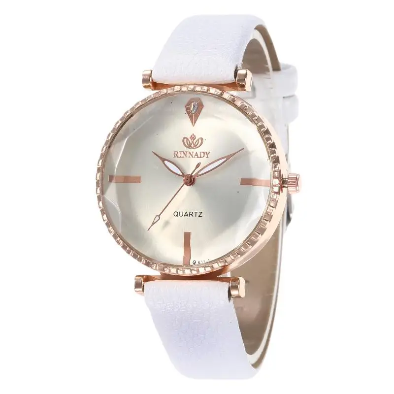 Montre à quartz en cuir blanc pour femme, montres-bracelets pour femme, design diamant simple, à la mode, cadeaux vestisens, luxe 2023