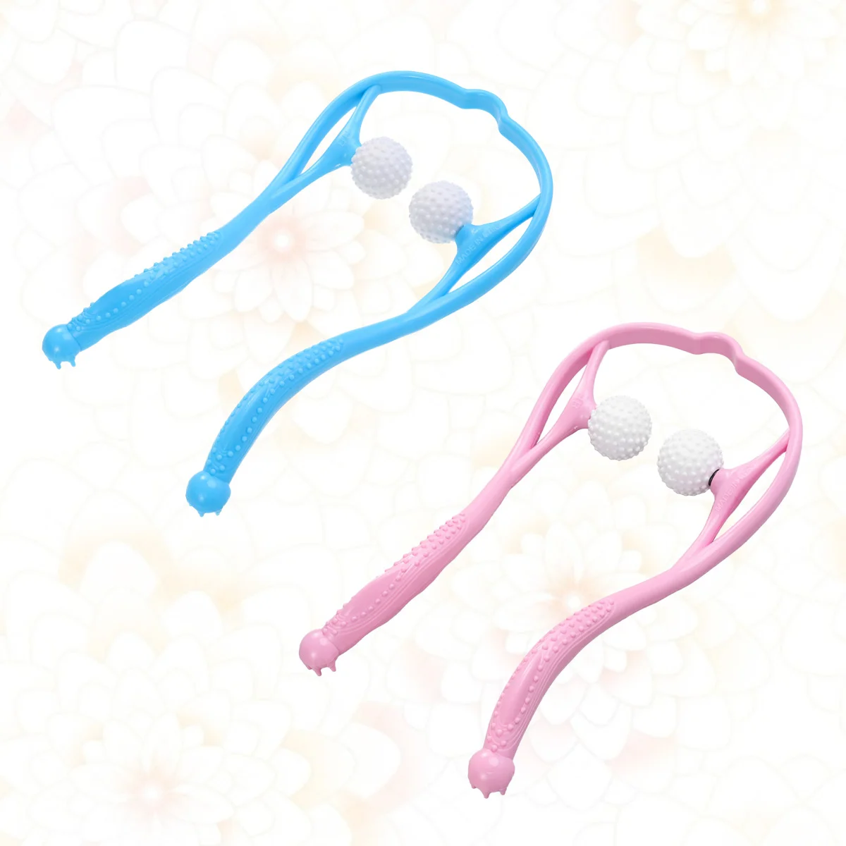 

2pcs Handheld Cervical Massager Multi-function Neck and Shoulder Self-Massage Roller Massage Ball (Pink, Blue)