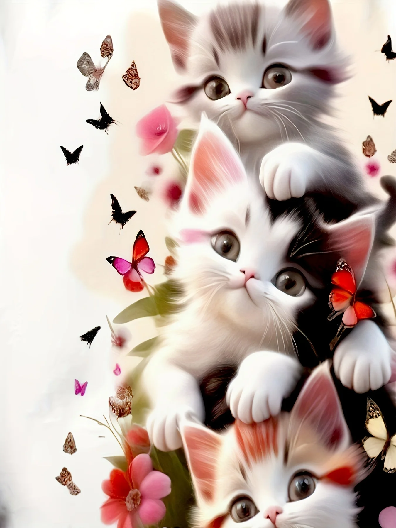 T-Shirt imprimé chat mignon pour femmes, grande taille, doux, manches courtes, col rond, avec chaton vibrant, imprimé Floral, haut décontracté