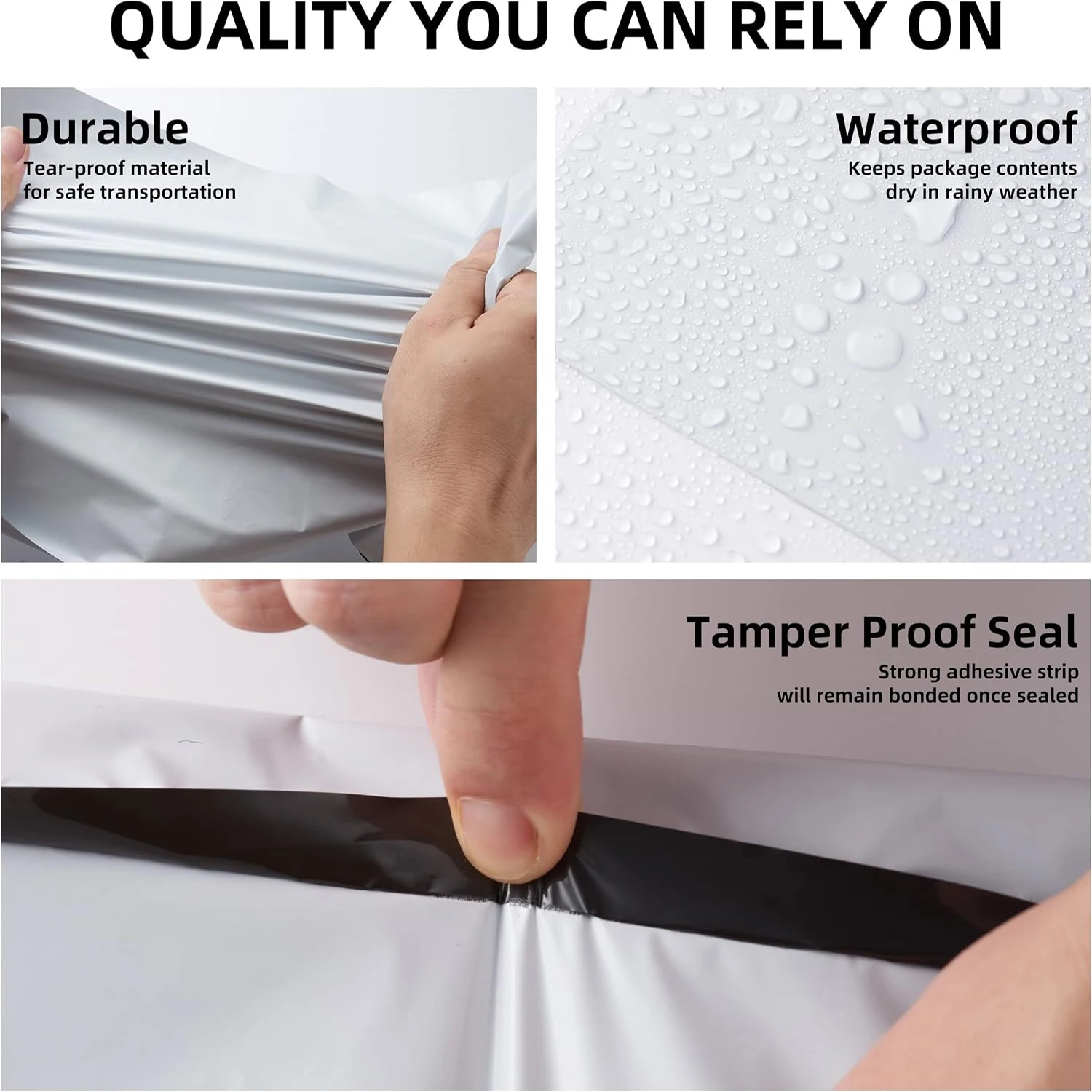 10Pcs Waterproof White Poly Mailers Self Adhesive Mailing Bags, Durable Plastic Shipping Envelopes for Online Store Packaging