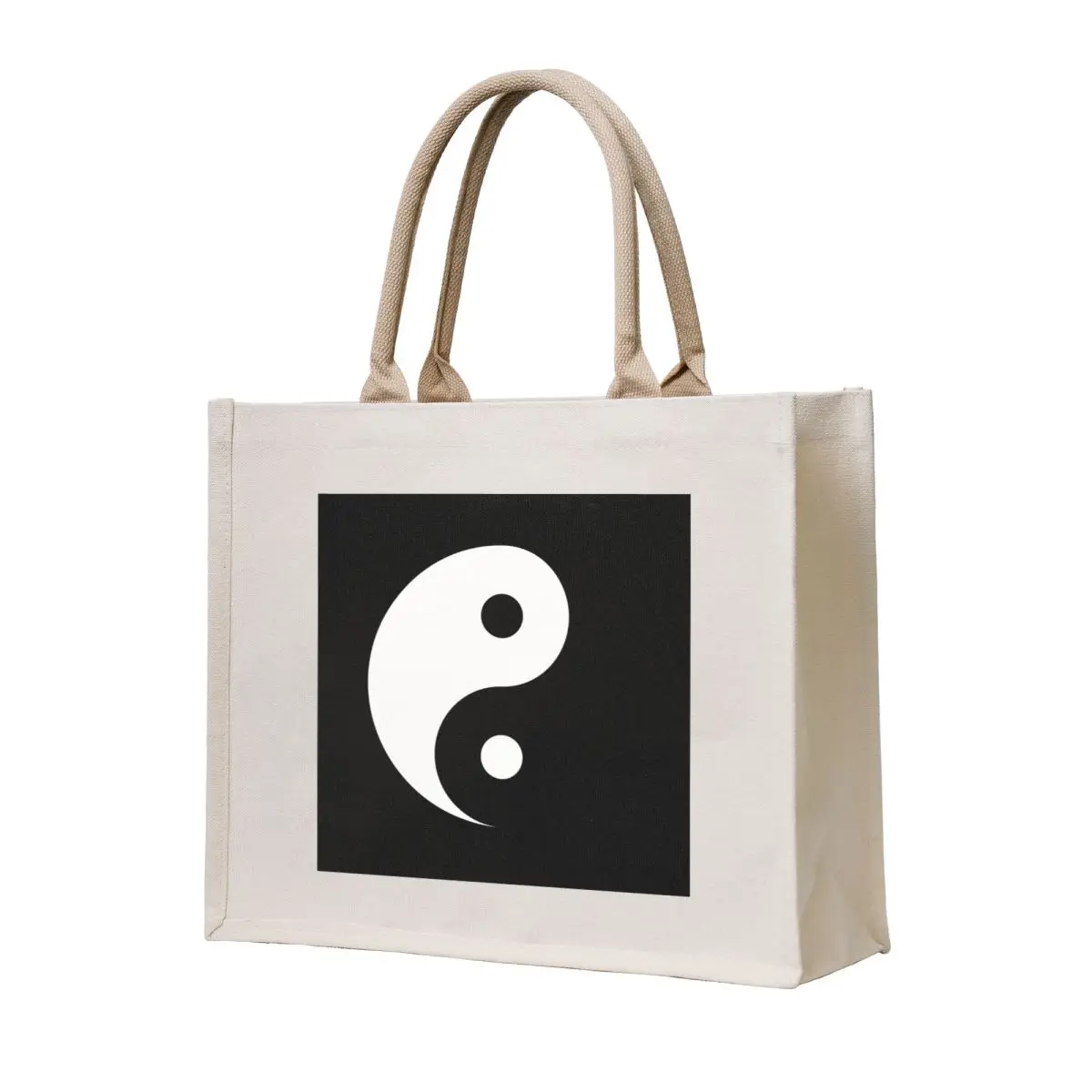 Yin and Yang - Negative Space Design White on Black Tote Bag reusable shopping bags hand bag ladies Beach bag