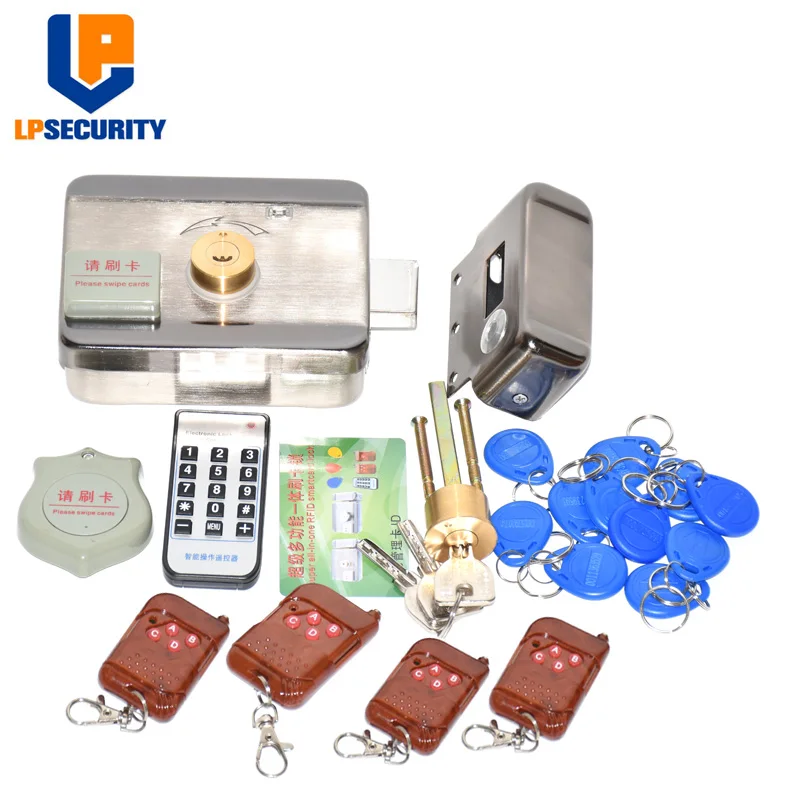 Outdoor remote control 10 tags Electric lock & gate lock Access Control system Electronic integrated RFID Door Rim lock