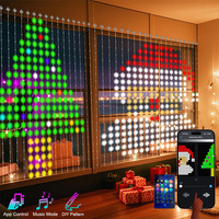 400LEDs Smart Curtain Lights Bluetooth App LED String RGB Fairy Lights DIY Music Change Display for Window Bedroom Decoration
