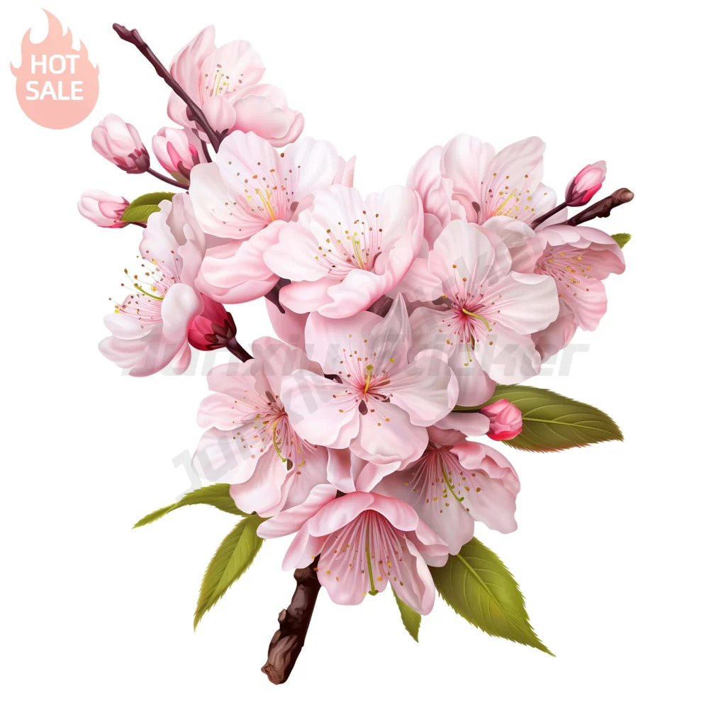 Cherry Blossom Japanese Floral Spring Pink Aesthetic Artistic Sticker For Car Window Waterproof Vinyl Decal Car Accessories