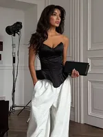 Sexy Fishbone Strapless Short Top Women Chic Sleeveless Off-shoulder Backless Waist Cinching Tops 2026 Lady Evening Party Blouse - Image 4