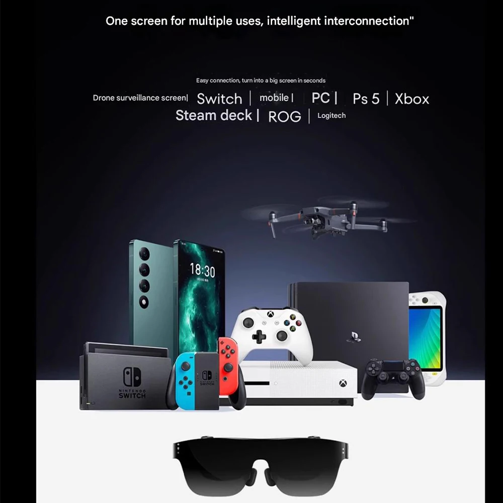 StarV View AR Smart Glasses HD 188 Polegadas Filme Visualizando Tela Portátil VR Óculos Suporte Porta DP Telefone