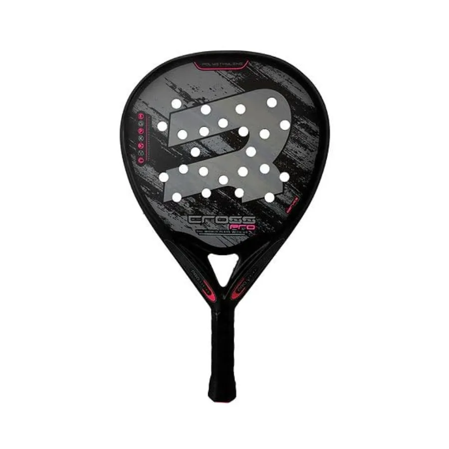 Cross Pro Women Padel Racket for competitive play Multi-Fiber frame in matte black High-density core with 3D rough surface for