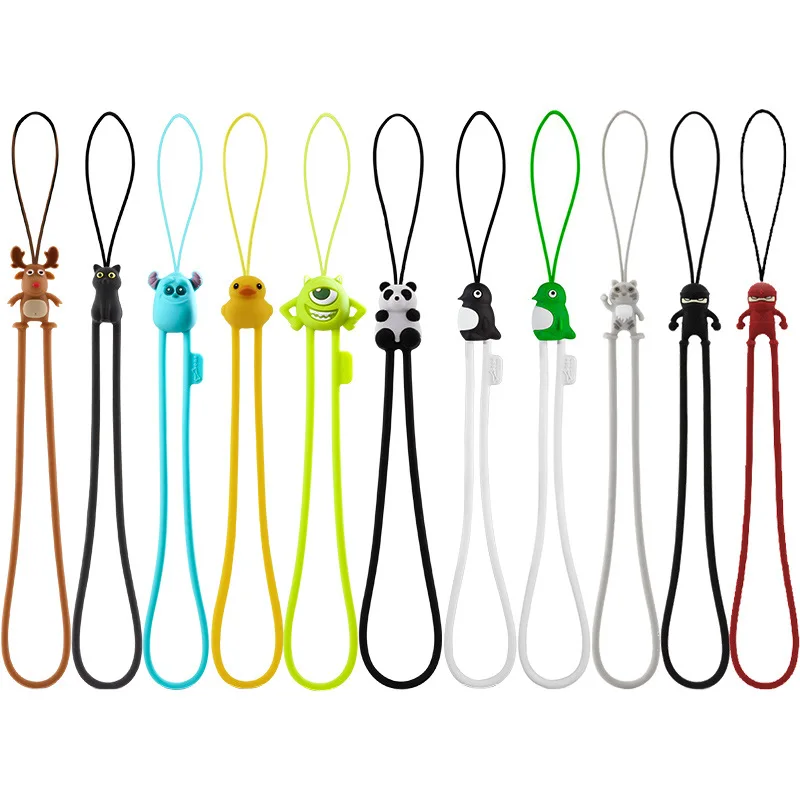 

Mobile phone lanyard Short sling Cartoon silicone lanyard Mobile phone case Wrist rope U disk Anti-loss and anti-drop rope Moe