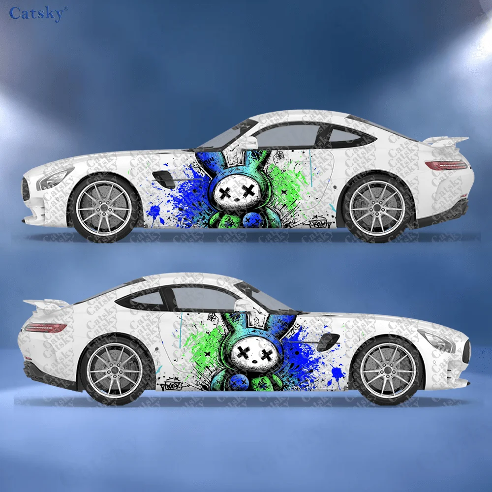 

Gradient X Rabbit Graffiti Car Side Sticker Decor, PVC Waterproof Scratch Resistant Decal, Car Protection, Auto Accessories Gift