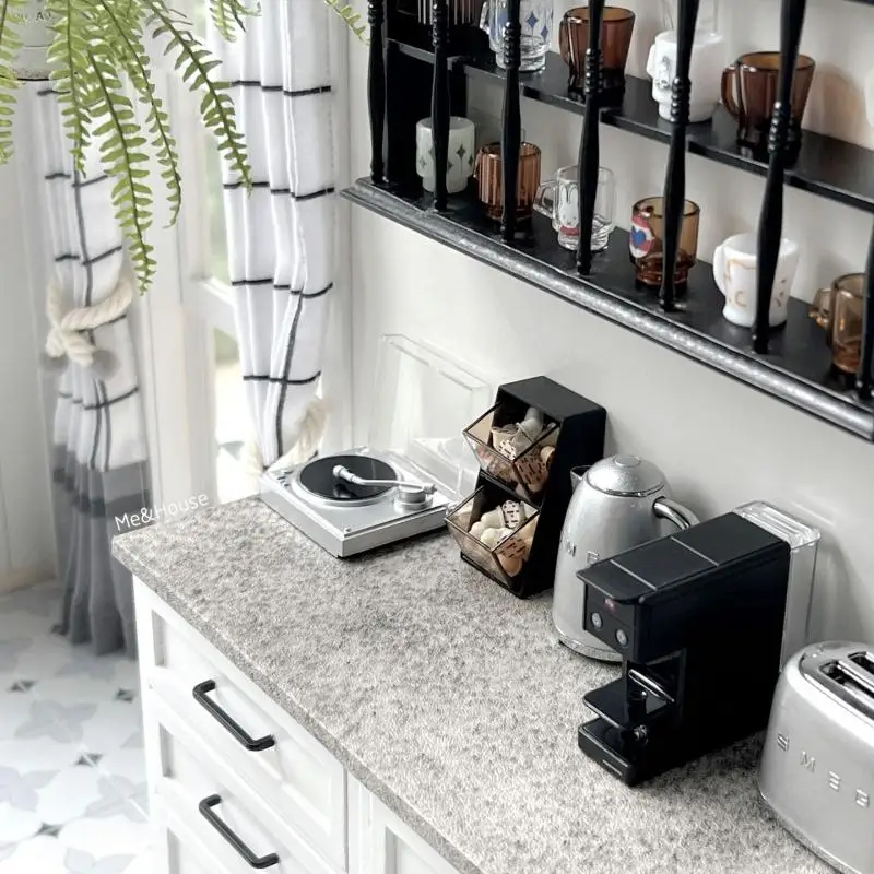 Juguete para casa de muñecas en miniatura, caja de almacenamiento de escritorio a escala 1/6 para bolsas de té/cápsulas de café, accesorio de juego de cocina, 1 Uds.