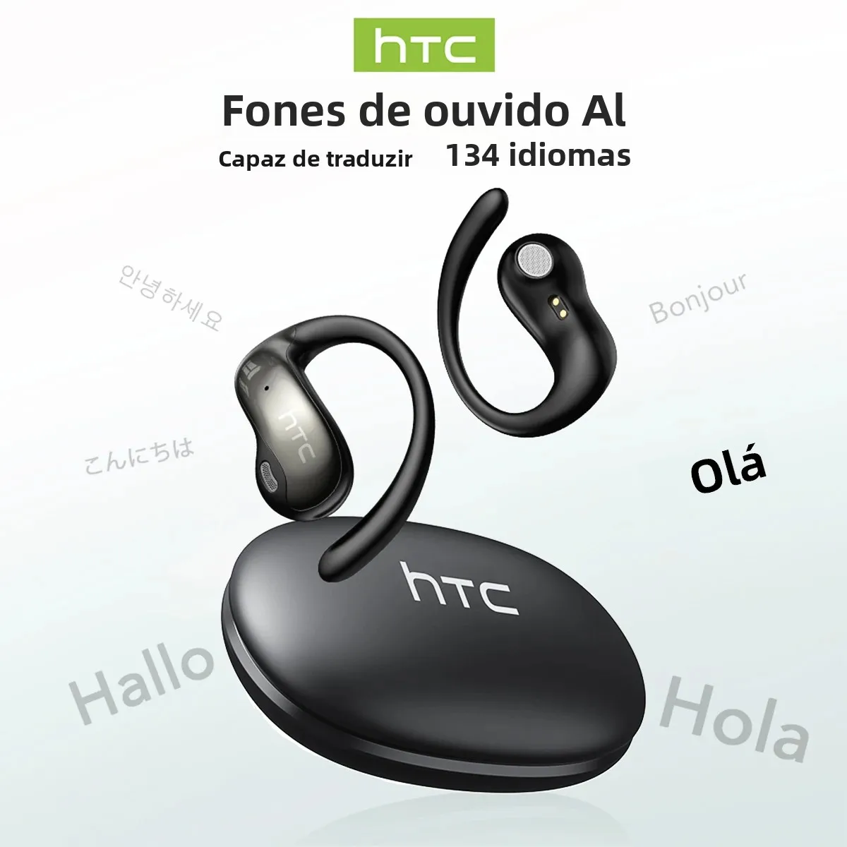 Htc ne19 fones de ouvido bluetooth ohs esportes sem fio poderoso baixo ai tradutor earbud à prova dwaterproof água gancho mais alto estéreo