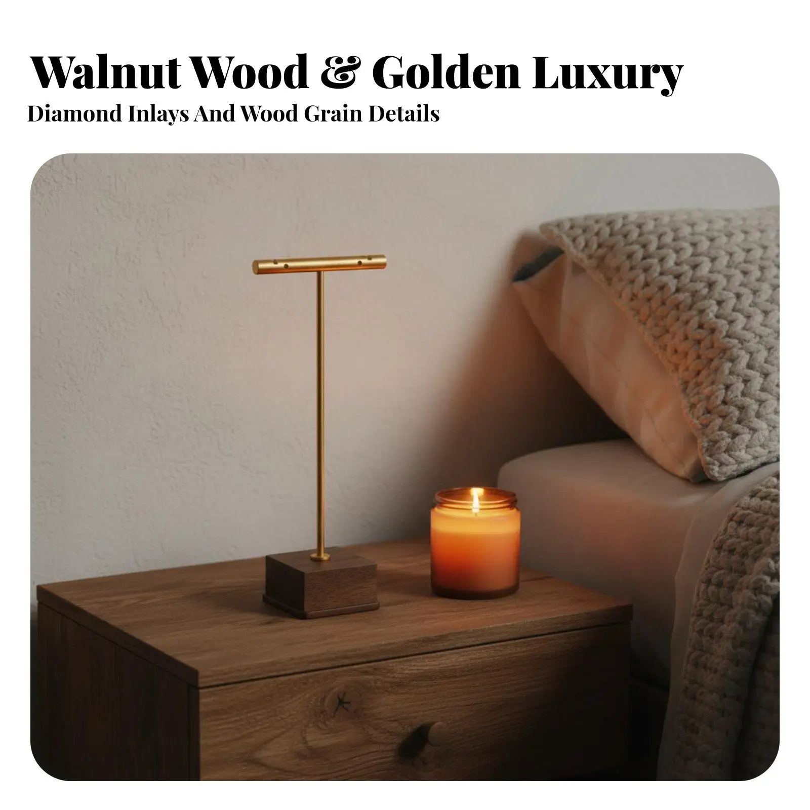 Solid Walnut Wood Jewelry Display Stand Earring Organizer Holder with Metal Frame for Necklace Bracelet Retail Show
