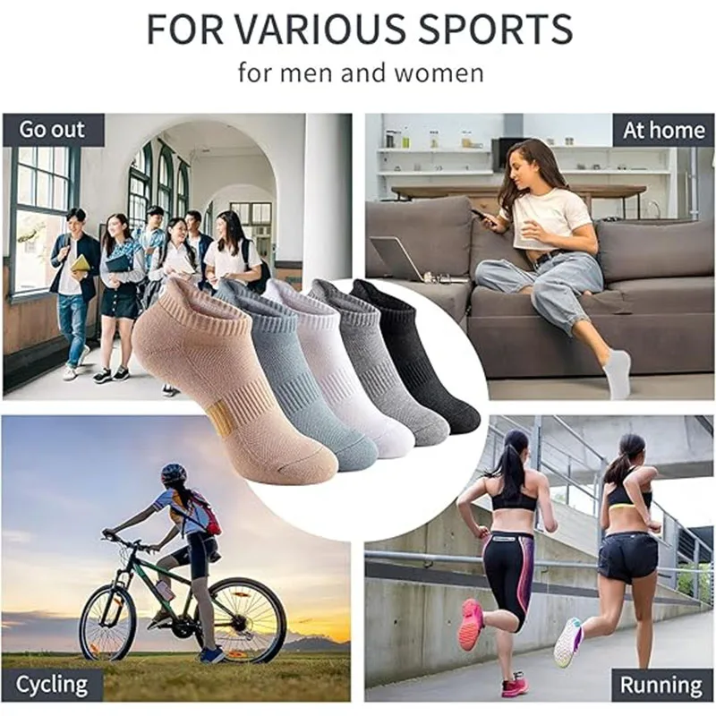 5 أزواج من الجوارب الرقيقة ذات الحجم الكبير للجنسين والتي تسمح بمرور الهواء وجوارب رقيقة للجري عند الكاحل
