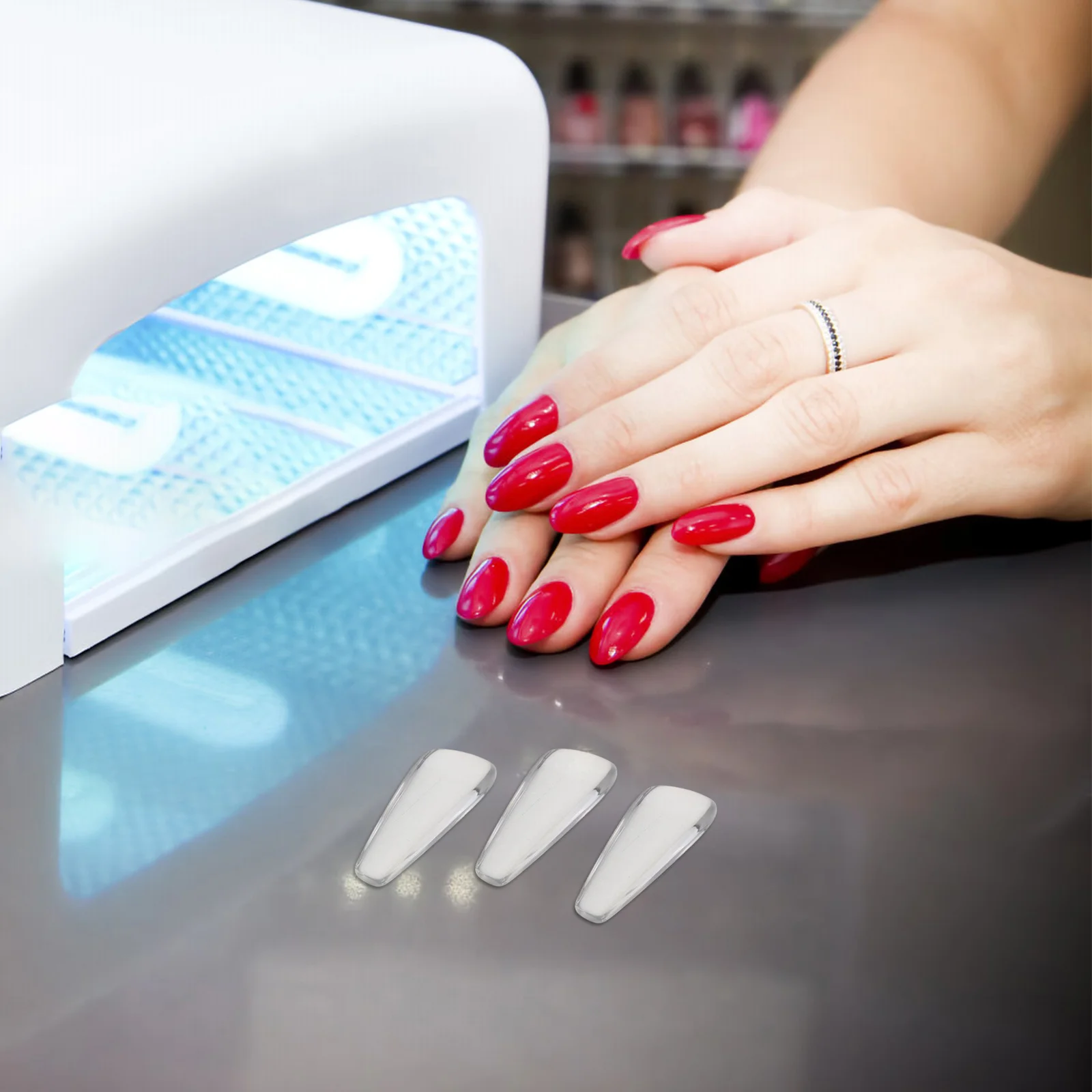 20 Stück trapezförmiger Nagellack-Ausstellungsständer, eleganter Farborganisator für den persönlichen Gebrauch im Salon, langes Design, langlebiges Glas