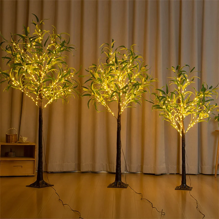 Olivo iluminado Artificial de 1,8 M de alto, plantas iluminadas de seda sintética, luces de hadas alimentadas por USB para decoración del hogar, dormitorio y oficina