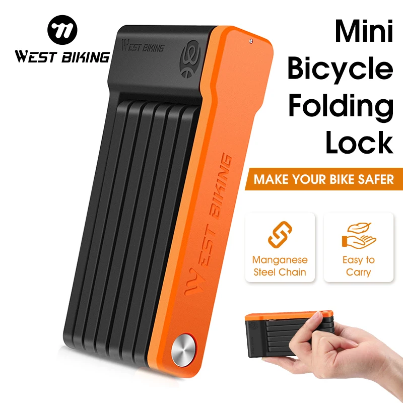 

WEST BIKING Bike Lock Anti Theft Secure Guard Folding Cycling Locks 2Keys Chain Heavy Duty Alloy Steel Bicycle Lock for Scooter