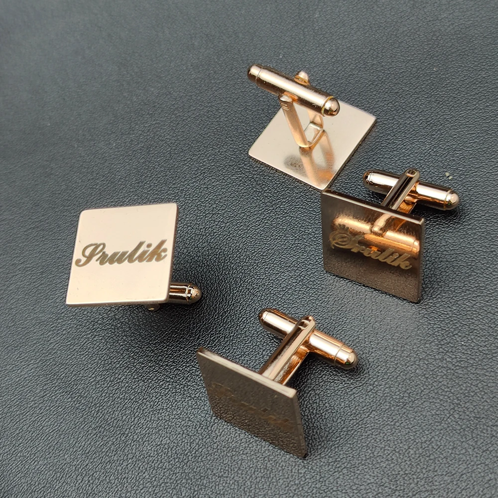 Custom Engraved Groomsmen Cufflinks - Personalized Name Lettering Wedding Shirt Buttons Best Men Gift Jewelry