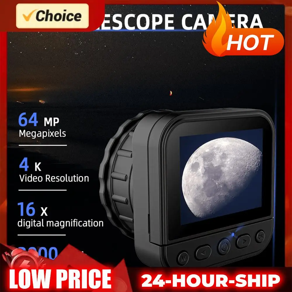 

64MP 4K HD 2.4G WIFI Universal Eyepiece Monocular Camera with Flip Screen Lightweight for Astronomical Binoculars Microscope