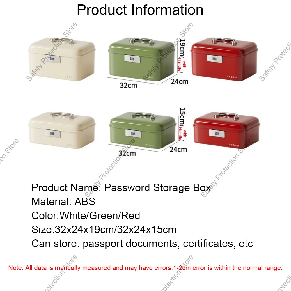 3-digit Password Storage Box Combination Lock Safe Box Jewelry Privacy Security Mini Safe Home Office Organizer Case with Handle