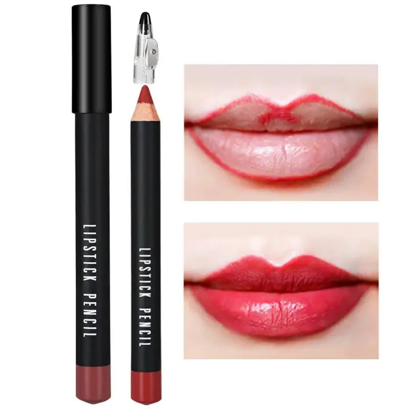 Lip Pencil Liner Matte High Color Rendering Long-Lasting Lipliner Easy To Color Portable Mini Good Ductility Lip Makeup