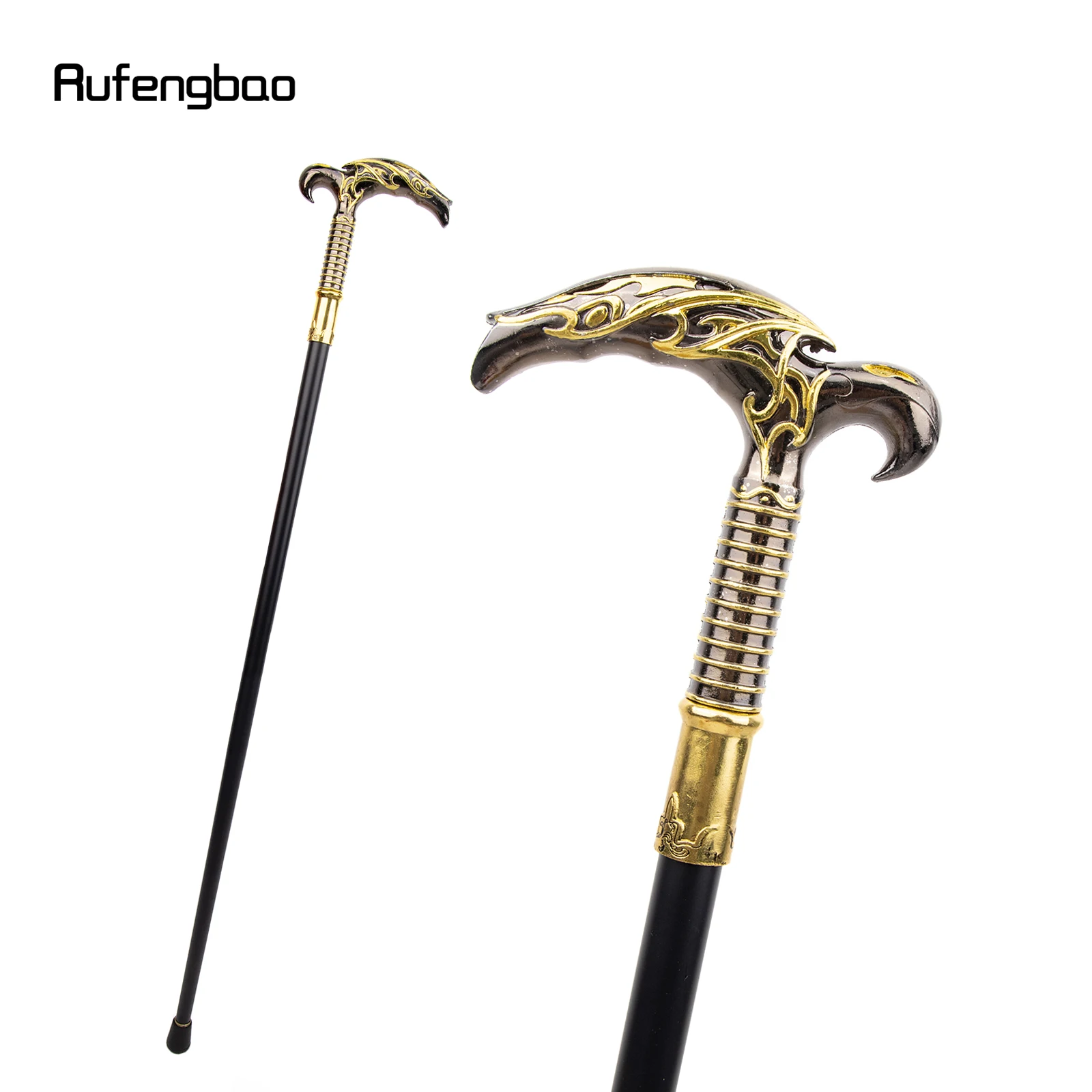 

Golden Black Reaper's Scythe Style Single Joint Walking Stick Decorative Cospaly Party Walking Cane Halloween Crosier 93cm